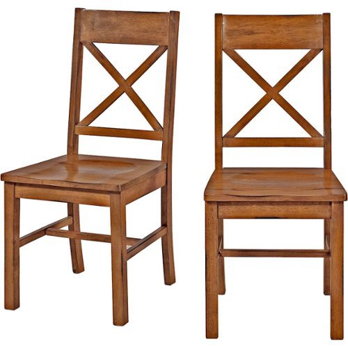 Walker Edison - Millwright Wood Dining Chairs (Set of 2) - Antique Brown-Front_Standard 
