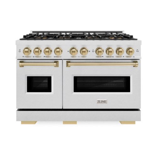 ZLINE - Autograph 48 in. 6.7 cu. ft. Classic Freestanding DuoPro Gas Range with Dual Ovens in Satin Steel and Bronze Accents - Satin Stainless Steel