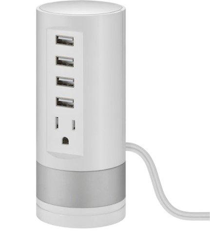  Insignia™ - 1-Outlet/4-USB Surge Protector - White with silver accents