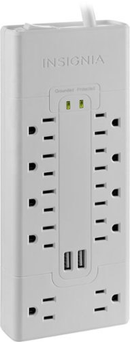Insignia™ 10 Outlet/2 USB 2700 Joules Surge Protector - White WORLDWIDE DELIVERY