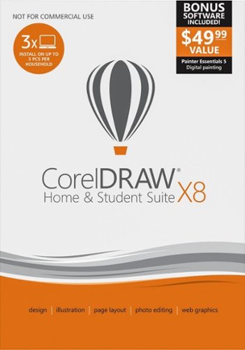  Corel - CorelDRAW Home &amp; Student Suite X8, 3 PCs - Windows