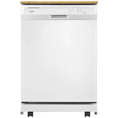 Front. Whirlpool - 24" Front Control Tall Tub Portable Dishwasher - White.