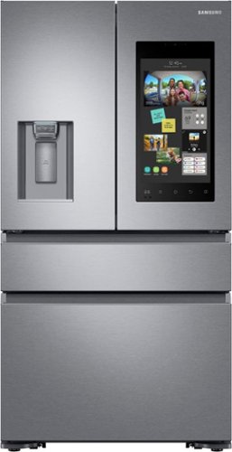  Samsung - 22.2 cu. ft. 4-Door French Door Counter Depth Smart Refrigerator with Family Hub - Stainless Steel