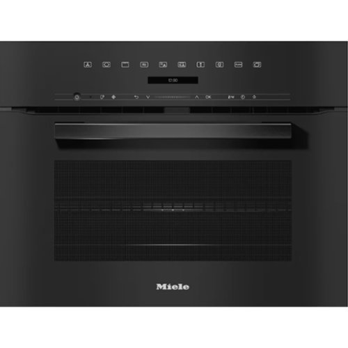 Miele - H7240 BM 24" VitroLine DirectSensor S Speed Oven w/ Convection & Microwave 1.52 cu ft - Obsidian Black-Front_Standard 