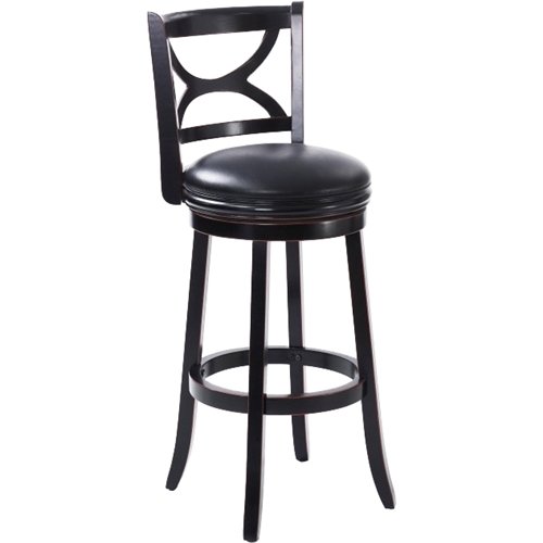  CorLiving - Woodgrove Scroll Back Design 43" Wood Barstool - Dark Cappuccino/Black