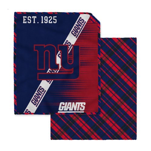 Pegasus - New York Giants 60" x 80" Digital Dash Two-Sided Checkered Ultra Cozy Sherpa Blanket - Multicolor-Front_Standard 