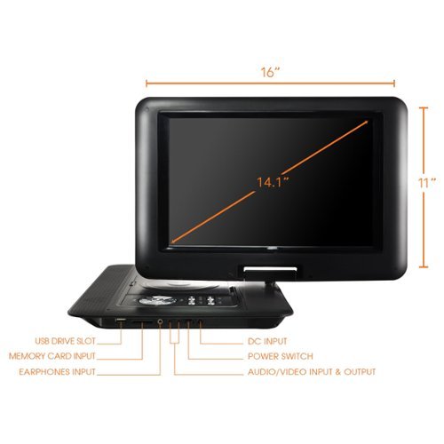 Trexonic 14.1 Inch Portable DVD Player with Swivel TFT LCD Screen