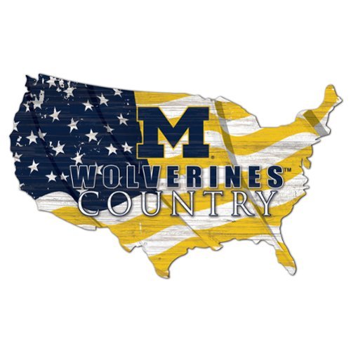 Fan Creations - Michigan Wolverines USA Flag Cutout Sign - Multicolor-Front_Standard 