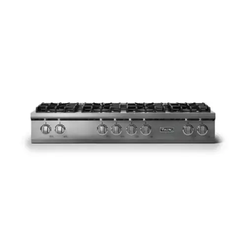 Front. Viking - 48"W. Pro5S 8 Burner Built-in Gas Sealed Burner Rangetop-LP-Stainless Steel - Stainless Steel.