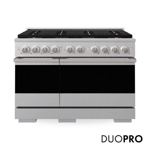 ZLINE - 48 in. 6.7 cu. ft. Double Oven Marino Freestanding Gas Range with 8 Burner DuoPro Cooktop & Dual Ovens - Satin Stainless Steel