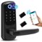 Wrightmaster - 5-in-1 Aluminum Smart Pad Lock with Wi-Fi Control, Fingerprint, IC Card, Keypad, Key & Auto-Unlock - Black-Front_Standard