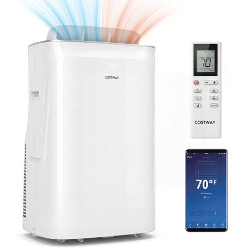 Costway - 15000 BTU Inverter Portable Air Conditioner with Fan, Dehumidifier, Auto Swing - White-Front_Standard 