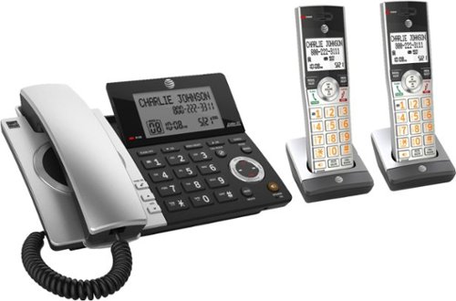 AT&T - 2 Handset Corded/Cordless Answering System with Smart Call Blocker - Silver/Black