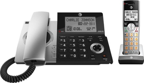 AT&T 2 Handset Corded/Cordless Answering System with Smart Call Blocker - Silver/Black WORLDWIDE DELIVERY
