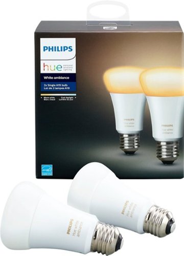  Philips - Hue White Ambiance A19 Wi-Fi Smart LED Bulb (2-Pack) - White