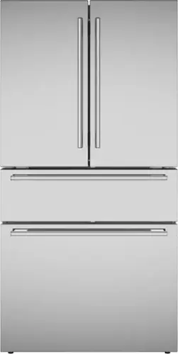 Front. Thermador - Masterpiece 20.4 cu. Ft. French Door Bottom Freezer Counter-Depth Smart Refrigerator with ThermaFresh - Stainless Steel.