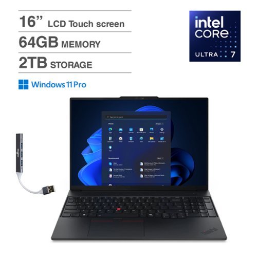 Lenovo - ThinkPad P16s Laptop 16.0 WUXGA (Intel Ultra 7-155H, 64GB DDR5, 2TB PCIe SSD, Win 11 Pro) w/USB Hub - Black-Front_Standard 