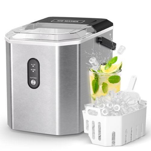 Sugift - Countertop Bullet Ice Maker with Self-Cleaning, 26 lbs Daily, Portable with Handle, Stainless Steel - Silver-Front_Standard 