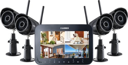  Lorex - 4-Channel, 4-Camera Indoor/Outdoor Wireless Surveillance System - Black