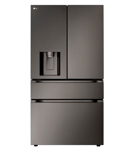 LG - Standard-Depth MAX 28.6 Cu. Ft. 4-Door French Door Smart Refrigerator with Full-Convert Drawer - Black Stainless Steel-Front_Standard 