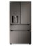 LG - Standard-Depth MAX 28.6 Cu. Ft. 4-Door French Door Smart Refrigerator with Full-Convert Drawer - Black Stainless Steel-Front_Standard