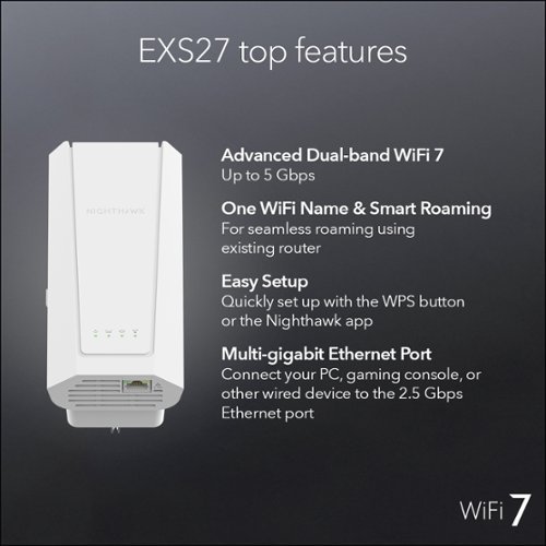 NETGEAR BE5000 Tri-Band Wi-Fi 7 Wall Plug Range Extender - White BUY ONLINE