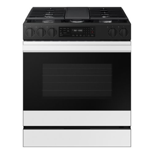 Samsung - Bespoke 6.0 Cu. Ft. Slide-In Gas Range with Air Fry - White Glass-Front_Standard
