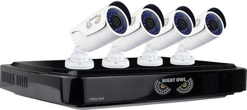  Night Owl - 8-Channel, 4-Camera Indoor/Outdoor Wired 1080p 1TB DVR Surveillance System - Black/white