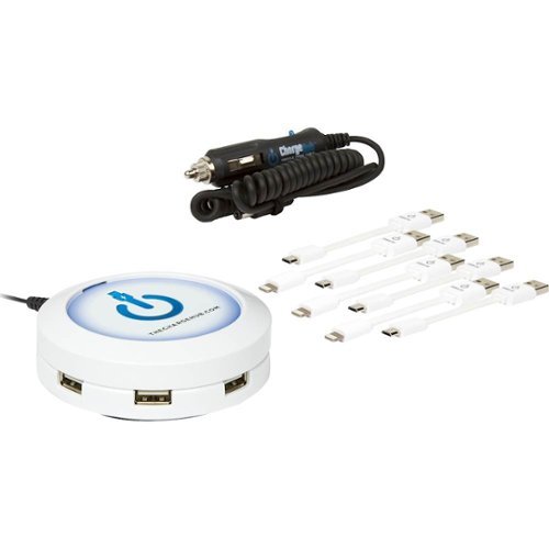 ChargeHub - X7 7-Port USB SuperCharger Super Value Pack - White-Front_Standard 