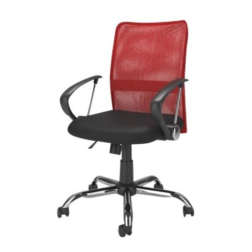 CorLiving - Workspace 5-Pointed Star Fabric and Mesh Office Chair - Black/red/chrome-Front_Standard 