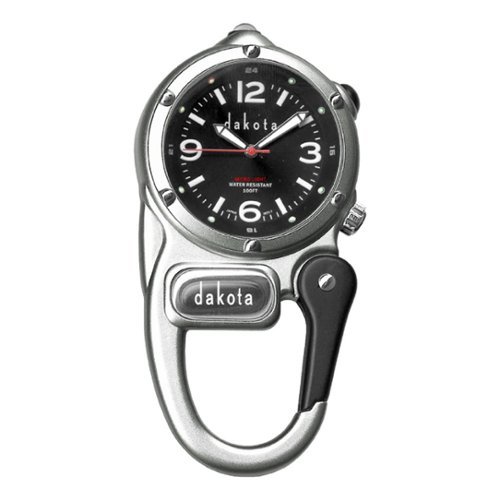 Dakota - Mini Clip Microlight, Clip Watch, Flashlight and Watch, Outdoor Gifts for Men and Women - Antique Silver-Front_Standard 