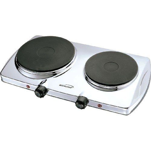  Brentwood - TS-372 Electric Twin Burner - Chrome, Stainless Steel