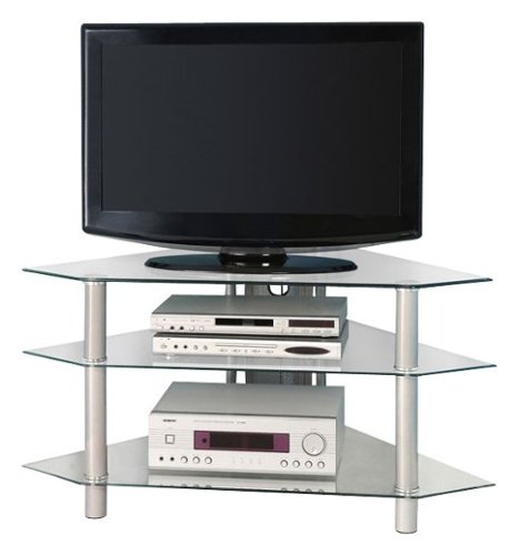  Walker Edison - Corner TV Stand for TVs Up to 48&quot; - Silver