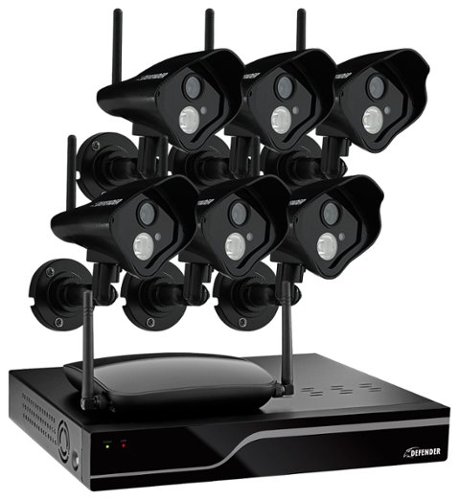  Defender - Pro 8-Channel, 6-Camera Indoor/Outdoor Wireless Security System - Black
