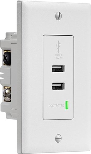 Insignia™ - In-wall 3.6A Surge Protected USB Hub - White