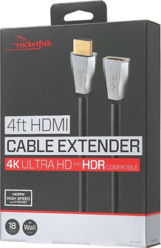 Rocketfish™ 4' 4K Ultra HD HDMI Extension Cable - Black/silver GLOBAL SHIPPING