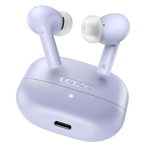 TOZO - E2 Powerful Bass Earbuds Wireless, AI ENC Mic, 30H, Clear Call, APP Customize 32EQ, Bluetooth 5.3 Earphones, Low-latency - Purple-Front_Standard 