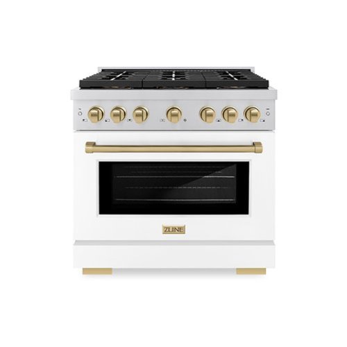 ZLINE - Autograph 36 in. Paramount Dual Fuel Range w/ DuoPro Cooktop & White Door w/ Bronze Accents (PSDRZ-WM-36-CB) - Stainless Steel with White Matte Door