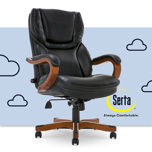 Serta - 5-Pointed Star Bonded Leather and Bentwood Executive Chair - Black