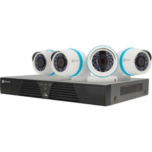 EZVIZ - 4-Channel, 4-Camera Indoor/Outdoor Wired 1TB DVR Surveillance System - Black/White-Front_Standard 