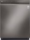 LG - 24" Front-Control Built-In Dishwasher with Stainless Steel Tub, QuadWash, 48 dBa - Black Stainless Steel-Front_Standard