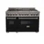 Front. ZLINE - ZLINE 48 in. Legacy Dual Fuel Range in Satin Stainless Steel w/ Black Matte Doors (RAS-BLM-48) - Stainless Steel/Black Matte Door.
