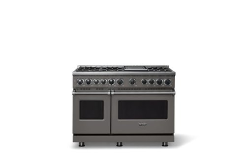 Viking - 48 in. Wide 6 Burner 7-Series Dual Fuel Self-Clean Range with Griddle - LP - Damascus Gray-Front_Standard 