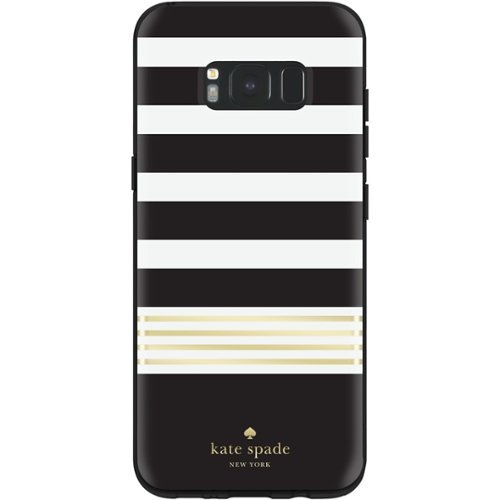 kate spade new york - Hardshell Case for Samsung Galaxy S8+ - Black/cream/stripe 2 gold foil-Front_Standard 