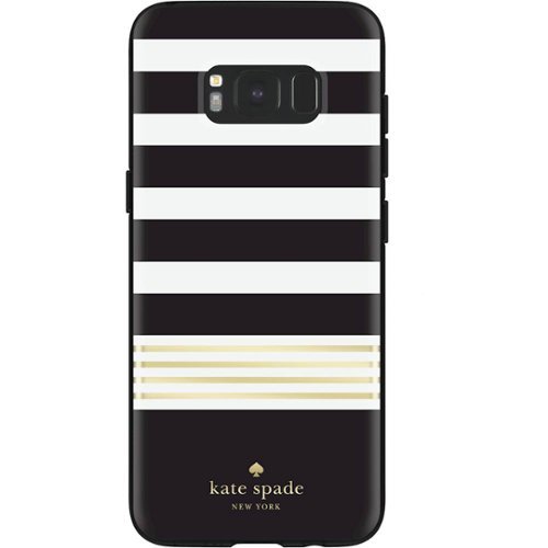  kate spade new york - Hardshell Case for Samsung Galaxy S8 - Stripe 2 Gold Foil/Black/Cream