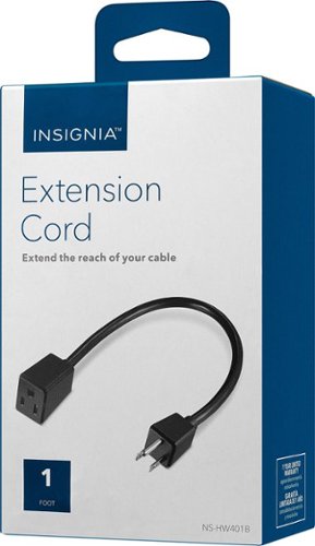 Insignia™ 1' Extension Power Cord - Black GLOBAL SHIPPING