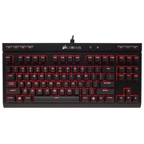 CORSAIR - K63 TKL Wired Mechanical Cherry MX Red Linear Switch Gaming Keyboard with 100% Anti-Ghosting & Full Key Rollover - Black