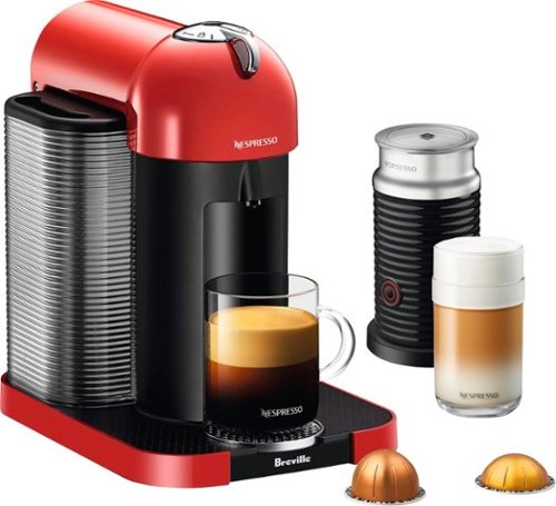 Nespresso - Vertuo Coffee Maker and Espresso Machine with Aeroccino Milk Frother by Breville - Red-Front_Standard 