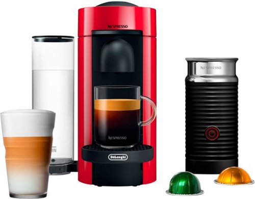 Nespresso Vertuo Plus Coffee and Espresso Maker by De'Longhi, Cherry Red with Aeroccino Milk Frother - Cherry Red