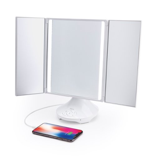 iHome - Trifold Mirror with Lights and Bluetooth Speaker (iCVBT40) - White-Front_Standard 